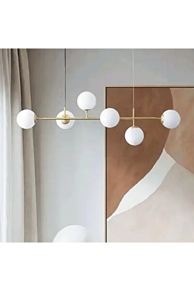 LED CONCEPT LED chandelier with lampshades, gold, linear, 110x30x100cm, 6xG9