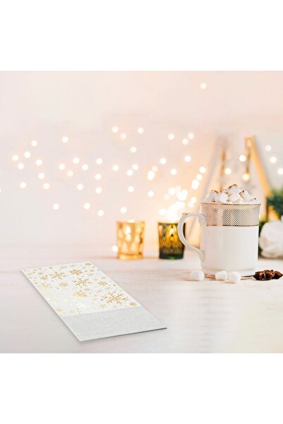 MYONNA IT & E- COMMERCE Christmas Table Napkins, Golden Snowflakes Design, Gray, 33x40 cm, Set of 16