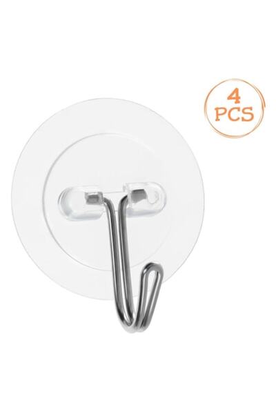 SHOPIENS Cârlige adezive, transparente, 4x4 cm, set de 4, capacitate 1,5 kg