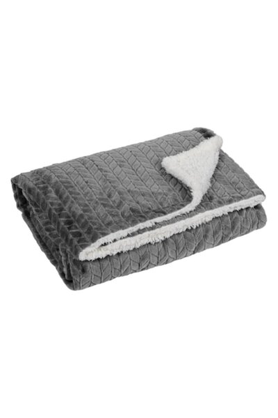OEM Armchair Cover, Sherpa Faux Fur, 160x130 cm, Gray-White