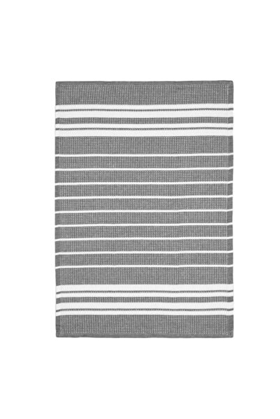 SHOPIENS Kitchen glass towel, gray with white stripes, 60x40 cm, 70% cotton 30% polyester