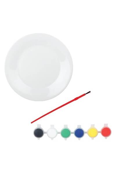 OEM Creative painting set, white 19.6 cm plate, 6 colors, brush