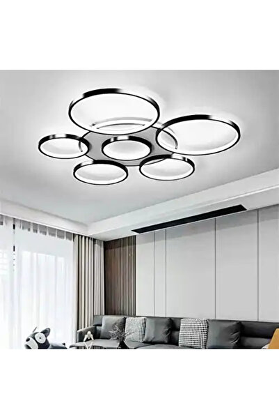 LED CONCEPT LED chandelier with three types of light and remote control, black, asymmetrical, 137W, dimmable, 80x80x12cm