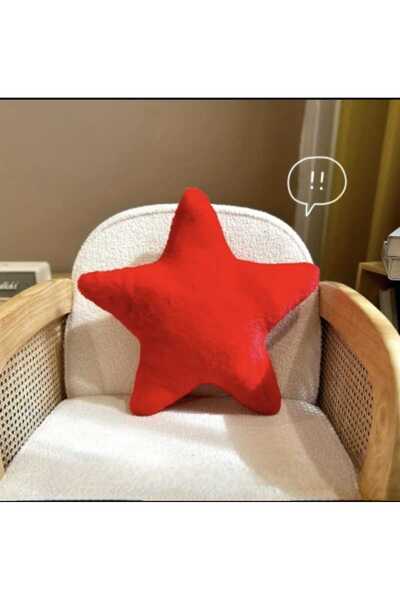 oiphome Pernă de pluș în formă de stea roșie - Pernă decorativă pentru camera...