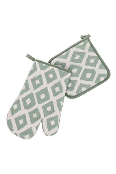 SHOPIENS Set mănuși de bucătărie și prosop de bucătărie, model cu romburi, ve...