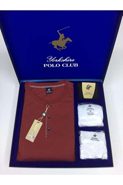 POLO CLUB 873 Men's Groom Long Sleeve Pajama Set Undershirt Boxer Socks Boxed Set
