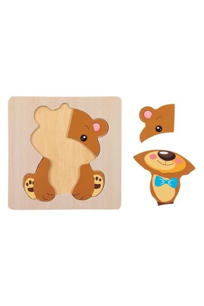 OEM Wooden jigsaw puzzle, bear model, 5 pieces, 15 x 15 cm