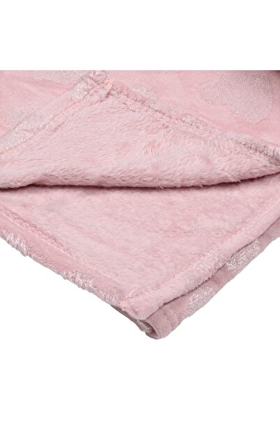 OEM Soft Blanket Pink with Golden Lurex Hearts 200x150cm