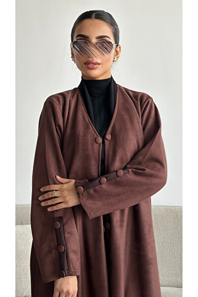 outline Brown suede abaya