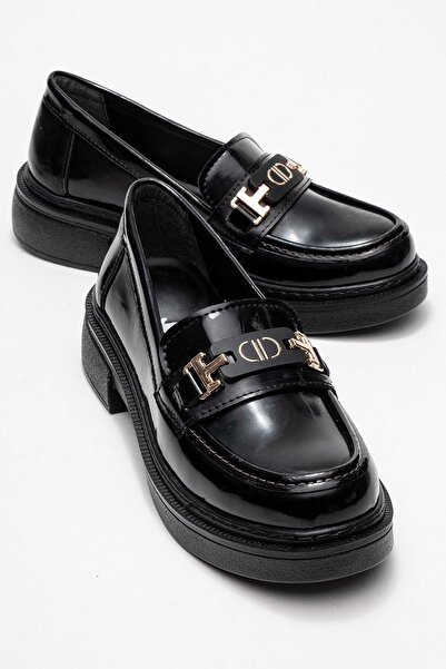 CCWAY AYAKKABI Pantofi de damă cu cataramă din piele lacuită NEGRĂ