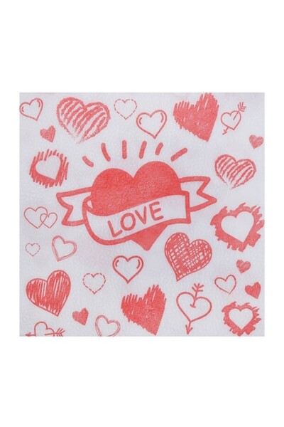 MYONNA IT & E- COMMERCE Delyas Printed Paper Napkins, Red Hearts "LOVE", 28x28 cm, Set of 50