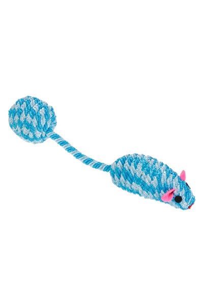 OEM Cat toy - mouse made of cord with ball in tail, 20 cm