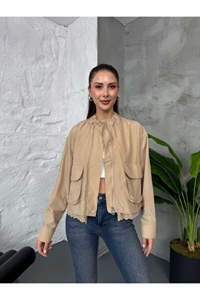 Elif Özbey Butik Beige Lace Hem Premium Jacket