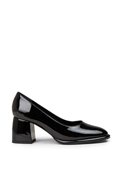 Deery Women's Patent Leather Black Casual Heeled Shoes