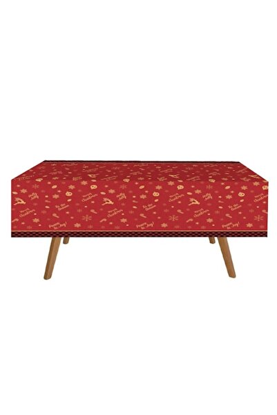 MYONNA IT & E- COMMERCE Plastic Tablecloth 'Merry Christmas' Snowflakes Red 180x120 cm