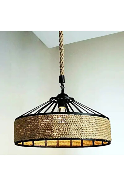 LED CONCEPT Rustic LED chandelier with lampshade, black, round, 41x41x100cm, 1xE27