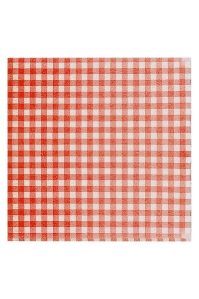 SHOPIENS Paper Napkins Delgos, 1-Ply, Red Checkered, 33x33 cm, Set of 40