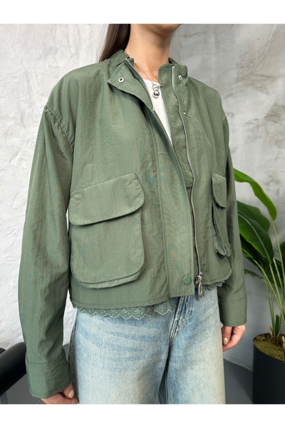 Elif Özbey Butik Khaki Lace Hem Premium Jacket