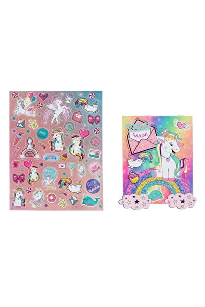 SHOPIENS Set de stickere cu unicorni, 58 de piese, multicolore, cu album