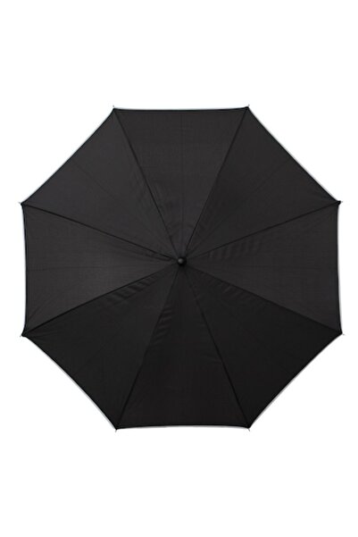 SHOPIENS Automatic Stick Rain Umbrella, Black with Grey Edge, 87 cm