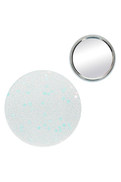 MYONNA IT & E- COMMERCE JB Beauty Pocket Mirror, Round, White Glitter, 7 cm