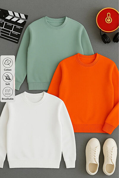 COMBİNE MİCHAİL Men's Crew Neck Loose 3-Piece Sweatshirt