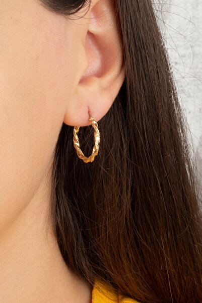 MÜCEVHER SARAYI 14 Ayar Altın Oval Burgu Küpe