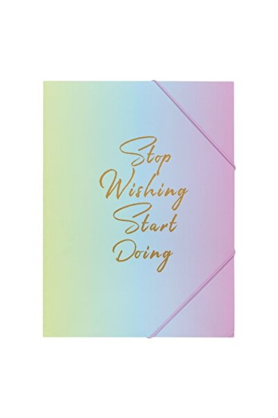 SHOPIENS Document Folder, Ombre Design, Gold Message, Elastic, 24x32 cm, Multicolor