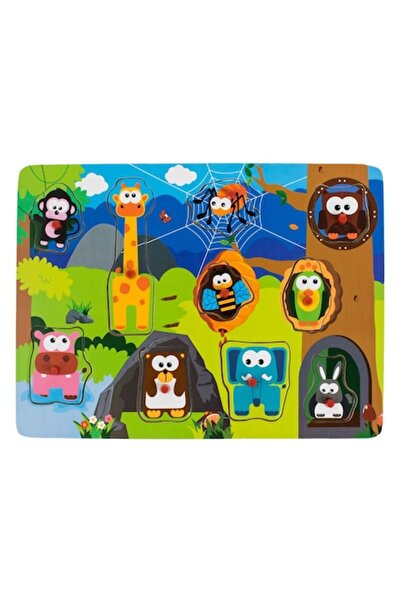 MYONNA IT & E- COMMERCE Wooden Puzzle Jungle Animals, 10 Pieces, Multicolor, Dimensions 30x1x22 cm