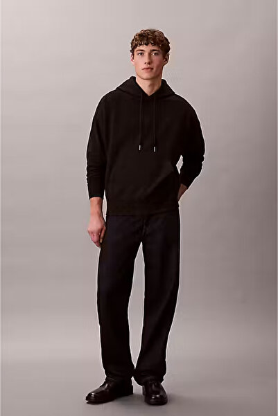 Calvin Klein Erkek Regular Fit Premium Terry Kapüşonlu Sweatshirt - Siyah