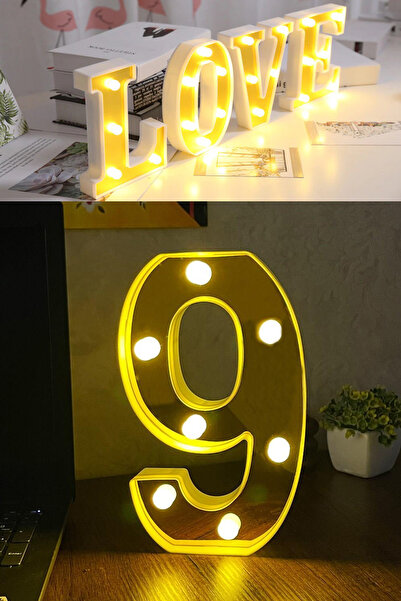 Murido Dekoratif Led Işıklı 3d 9 Rakamı Büyük Boy Organizasyon Doğum Günü Kut...