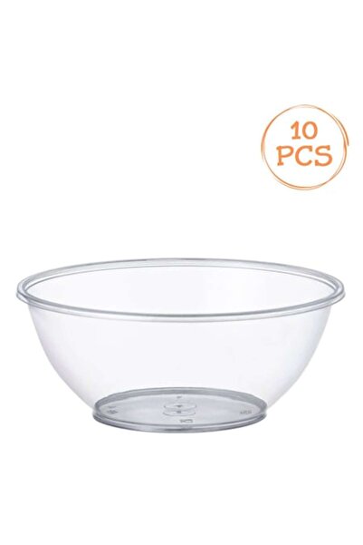 SHOPIENS Plastic Bowls Without Lid, Set of 10, Transparent, 280ml - MYONNA