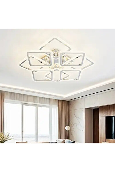 LED CONCEPT LED chandelier with three types of light and remote control, silver, square, 240W, dimmable, 75x75x15cm