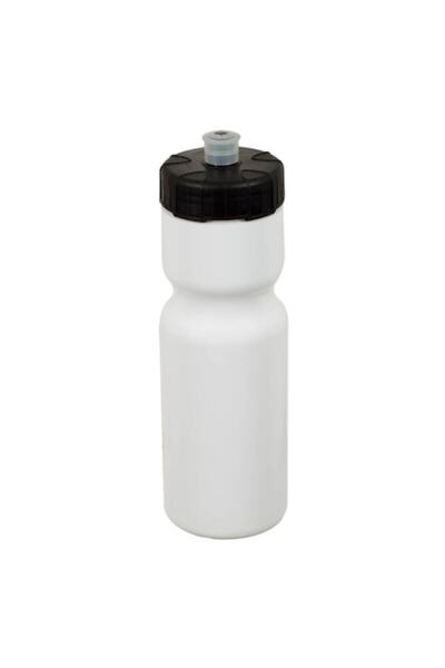 SHOPIENS Sport Water Bottle Squeezie Plastic 0.65L White with Black Flip Top Cap