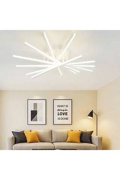 LED CONCEPT LED chandelier with three types of light and remote control, white, asymmetrical, 125W, dimmable, 80x68x19cm