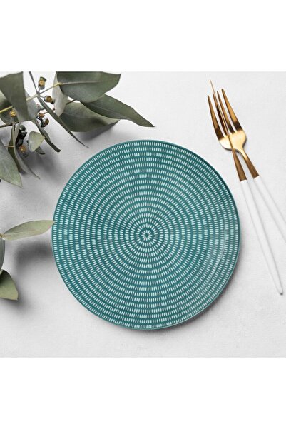 OEM Porcelain Plate, Spiral Pattern, Navy Green, Ø19 cm