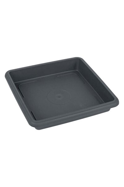 OEM Square Plant Saucer for Flower Pot, Plastic, Anthracite, 22x22x2 cm