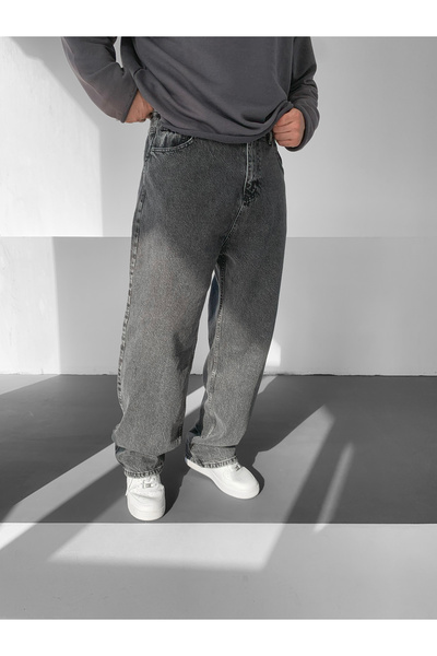 NO1 KONSEPT Anthracite Washed Baggy Jeans