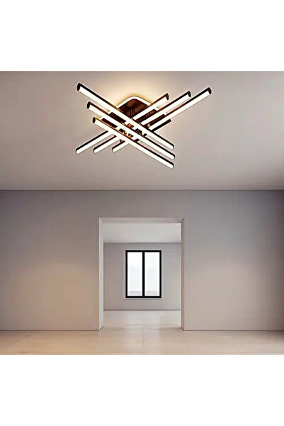 LED CONCEPT LED chandelier with three types of light and remote control, brown, linear, 103W, dimmable, 77x77x12cm