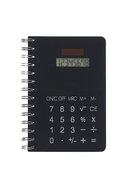 OEM A5 Spiral Notebook with Calculator - Black, 80 pages