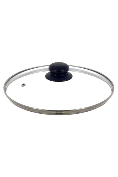 OEM Capac de cratiță din sticlă, Ø24cm, transparent, margine din oțel inoxidabil