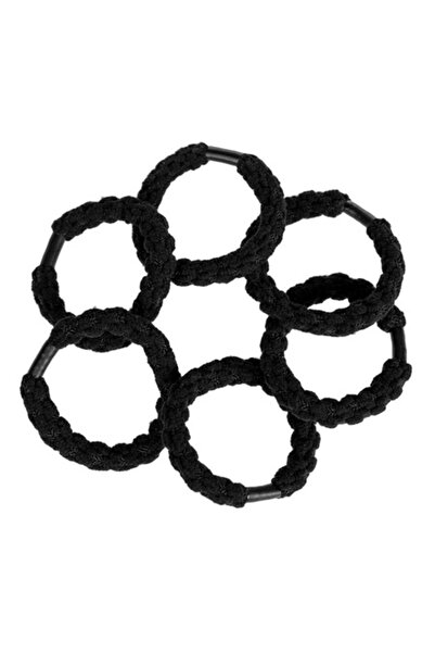 SHOPIENS Women's Hair Elastics Set, Terry, 6 Pieces, Black, Metal Closure