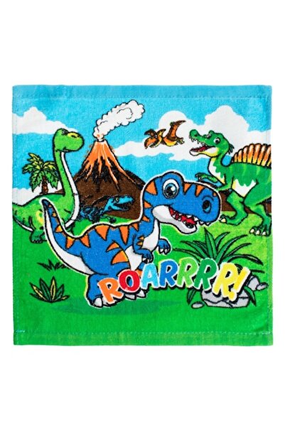 SHOPIENS Dinosaurs Cotton Towel, Green, 30x30cm, MYONNA IT & E- COMMERCE ®