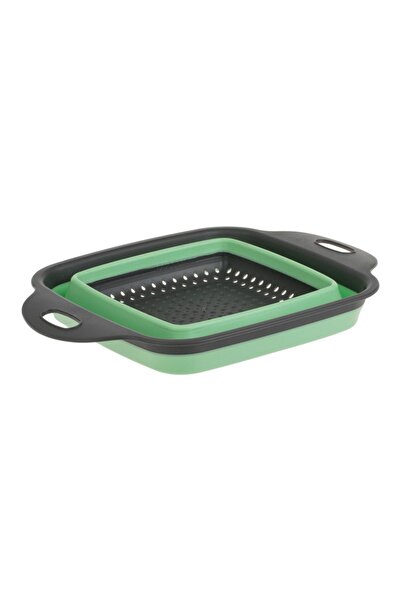 SHOPIENS Foldable Colander, Model 24x18cm, Gray and Lime Green, MYONNA