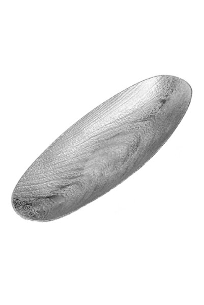OEM Platou oval decorativ, argintiu, 40,5x15,5 cm, plastic