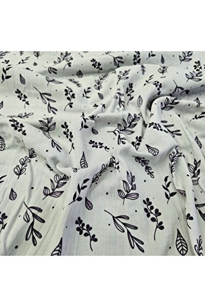 Kaf Kumaş Gri Zemin Krinkıl Müslin | 2 Katlı Bürümcük Kumaş | Yabani Bitkiler
