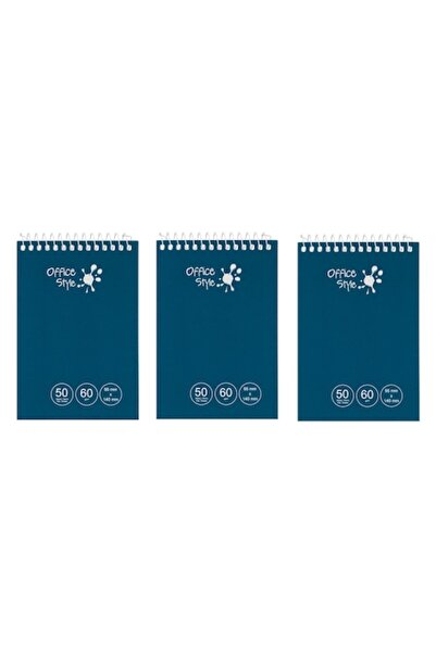 SHOPIENS Office Style Spiral Notebooks, 50 Sheets, 9.5x14 cm, Set of 3, Blue