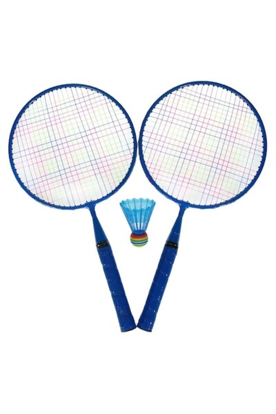 SHOPIENS Set Rachete Badminton, Model Copii, Plastic, Culoare Bleu, Lungime 46cm, Cu Fluturas, 3 Bucati, MYON