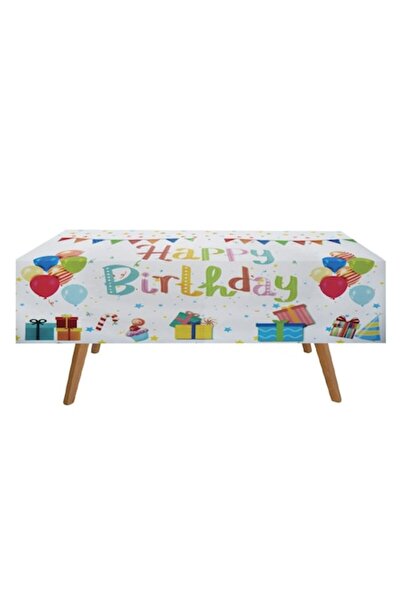 MYONNA IT & E- COMMERCE Plastic Tablecloth 'Happy Birthday', Multicolor, 137x183 cm