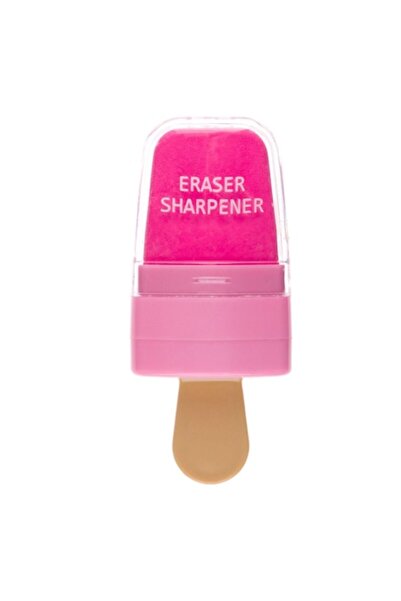 SHOPIENS Ascuțitoare cu radieră integrată în formă de înghețată, roz, accesor...